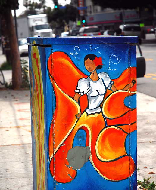 Dancer, utility box at the corner of Sunset Boulevard at Echo Park Boulevard, Friday, June 17, 2011