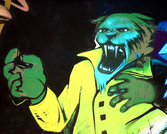 Detail of mural work on the northeast corner of Sunset and Hyperion in Silverlake, Monday, June 20, 2011