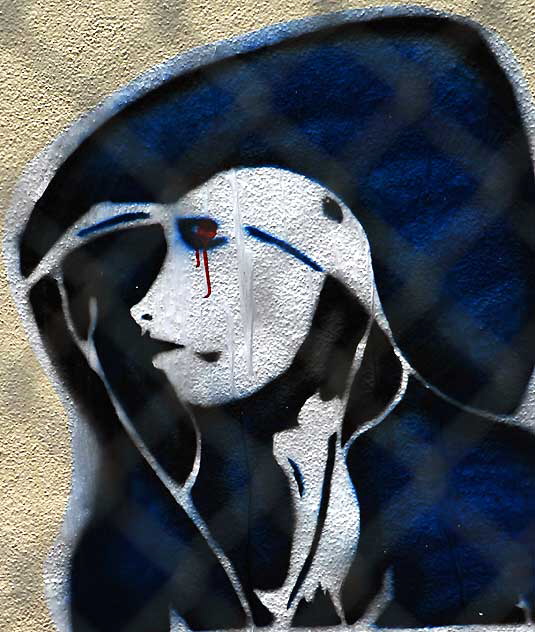 Blue Face, Red Teardrop - Sunset Boulevard at Gordon in Hollywood, Thursday, June 23, 2011