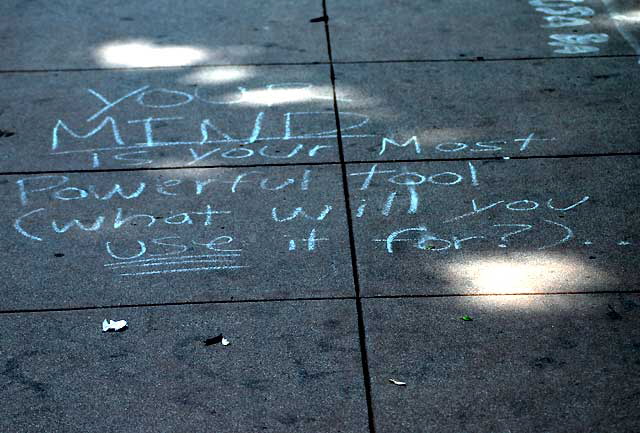 Sidewalk Chalk Message - Sunset Boulevard at Gordon in Hollywood, Thursday, June 23, 2011
