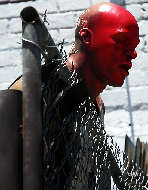 "Red 32" - abandoned fiberglass basketball mannequin, Melrose Avenue, Monday, June 27, 2011