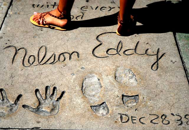 Hand and footprints of Nelson Eddy at Grauman's Chinese Theater on Hollywood Boulevard 