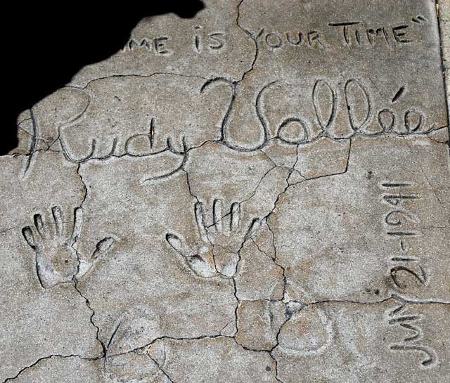 Hand and footprints of Rudy Vallee at Grauman's Chinese Theater on Hollywood Boulevard 