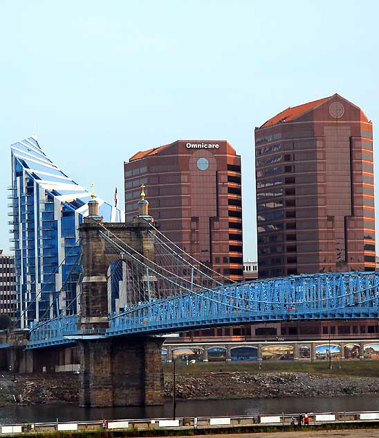 John A. Roebling Suspension Bridge across the Ohio River between Cincinnati and Covington, Kentucky