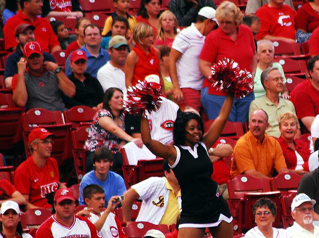 Thursday night, August 28, the Cincinnati Reds play the San Francisco Giants at the Great American Ballpark  and it seem we now have cheerleaders