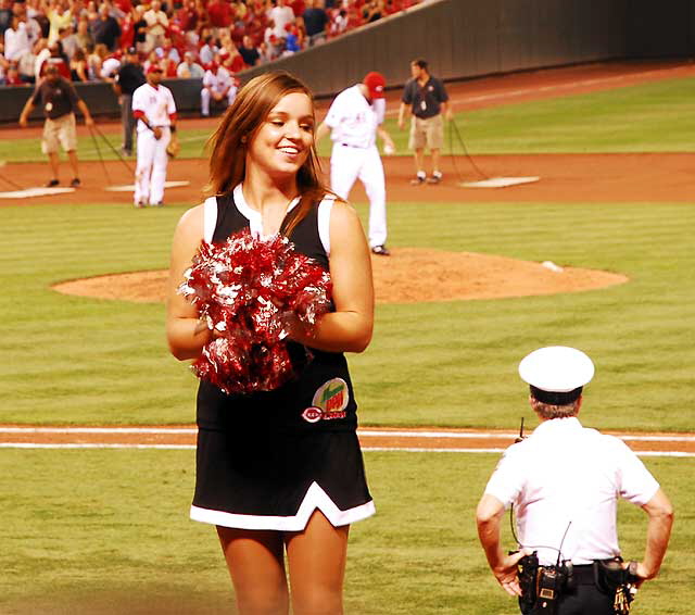 Thursday night, August 28, the Cincinnati Reds play the San Francisco Giants at the Great American Ballpark  and it seem we now have cheerleaders