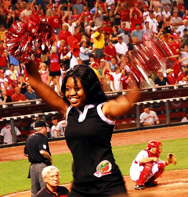 Thursday night, August 28, the Cincinnati Reds play the San Francisco Giants at the Great American Ballpark  and it seem we now have cheerleaders