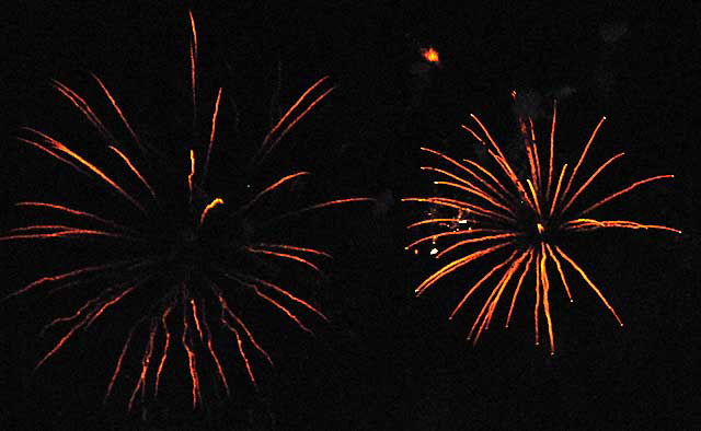 Fireworks as seen from Mount Adams, Cincinnati - August 31, 2008
