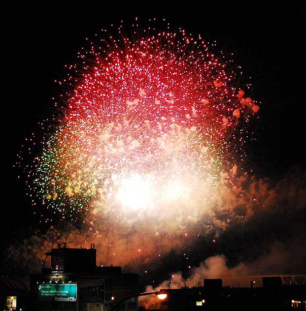 Fireworks as seen from Mount Adams, Cincinnati - August 31, 2008