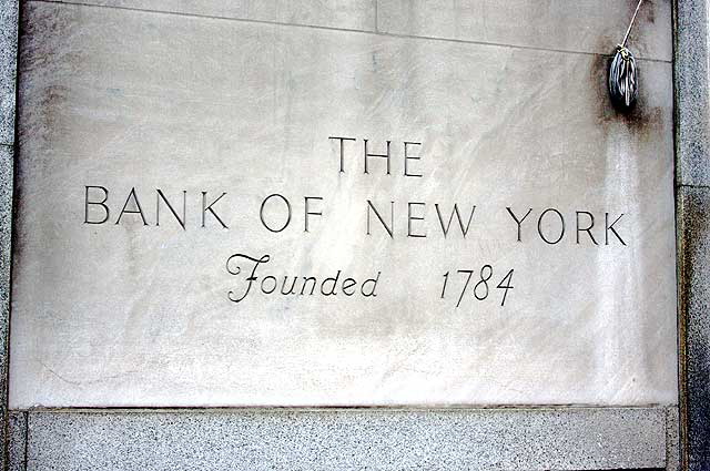 Bank of New York plaque, photograph by Martin A. Hewitt