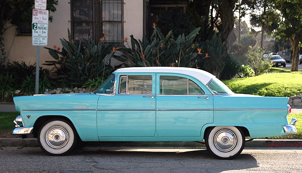 1955 Ford Customline sedan in original condition - the V-8 with the "Fordomatic" automatic transmission, wide whitewalls and original license plate frame