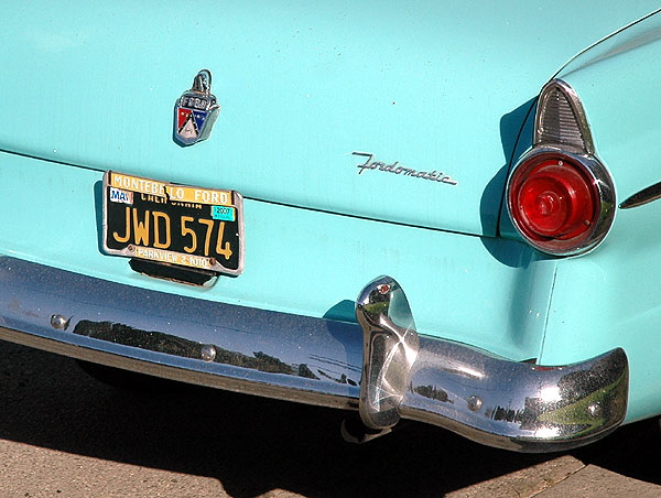 1955 Ford Customline sedan in original condition - the V-8 with the "Fordomatic" automatic transmission, wide whitewalls and original license plate frame