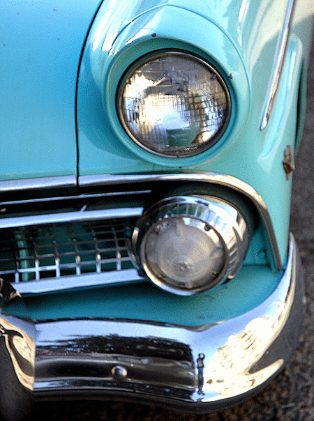 1955 Ford Customline sedan in original condition - the V-8 with the "Fordomatic" automatic transmission, wide whitewalls and original license plate frame