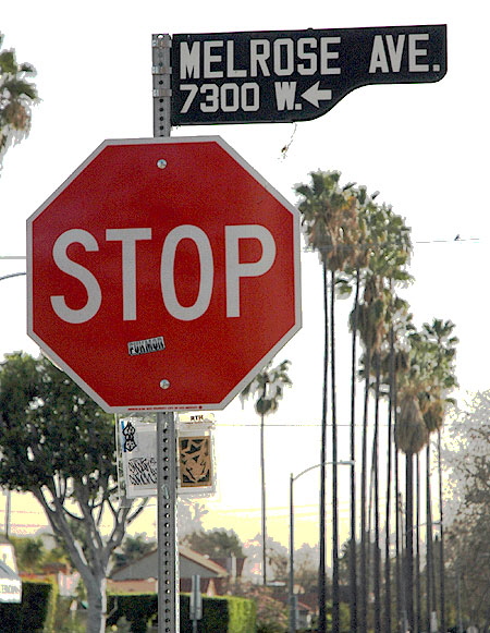 Stop sign, Melrose Avenue
