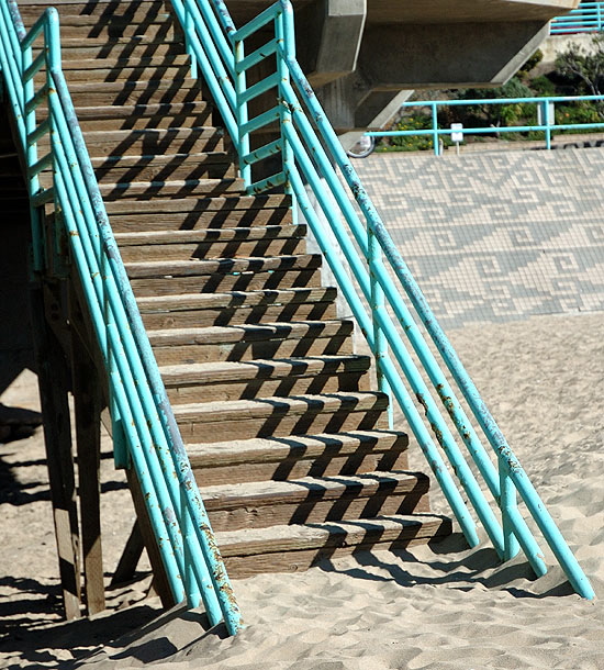 Stairs from the pier to the sand - Manhattan Beach, California 
