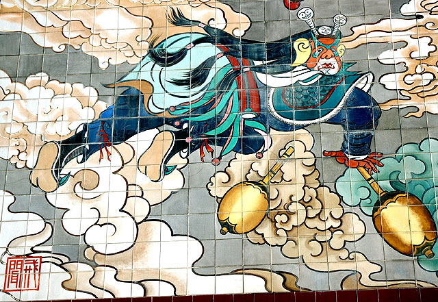 Detail of hotel mural, Los Angeles' China Town