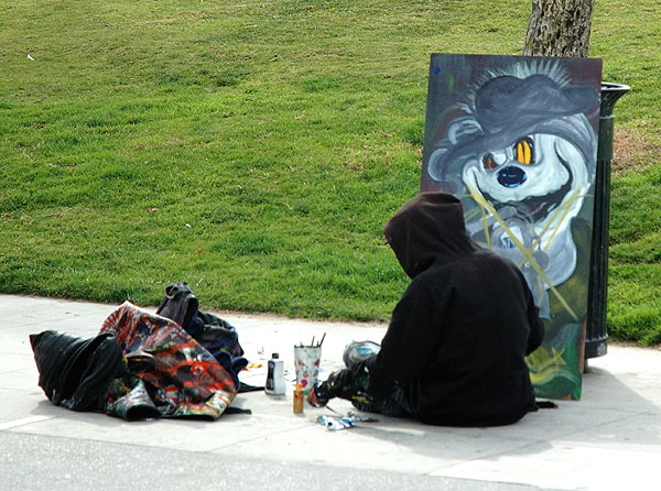 Sidewalk artist at work, Venice Beach