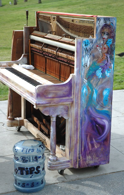 Piano of street musician, Venice Beach