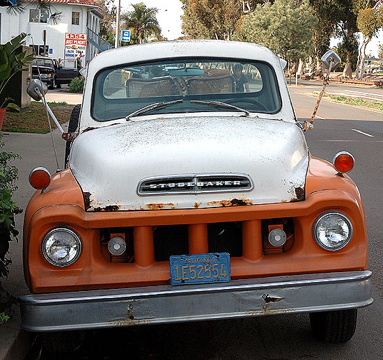 Studebaker truck with giant shell - Leucadia, on the coast north of San Diego