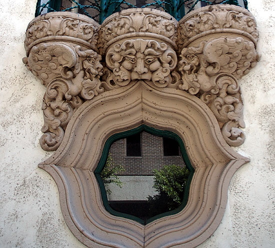 Churrigeresque detail - floral and scrollwork cast and attached to the building - in the manner of the Spanish architect Churriguera