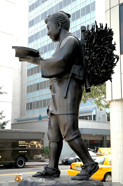 Junichiro Hannya, Monument to Sontuko (Kinjiro) Ninomiya, 1983 - a bronze sculpture of the "Peasant Sage of Japan," 1787-1856 (200 South San Pedro Street) 