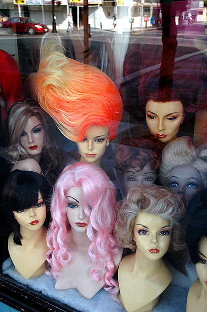 Wigs at Hollywood Boulevard costume shop