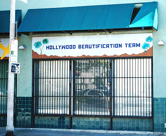 A blue wall, Cherokee at Hollywood Boulevard,