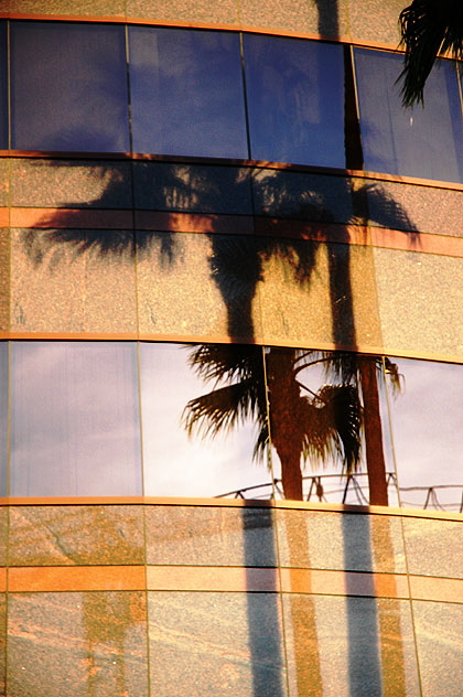 Sunset on the wall of the Directors Guild of America