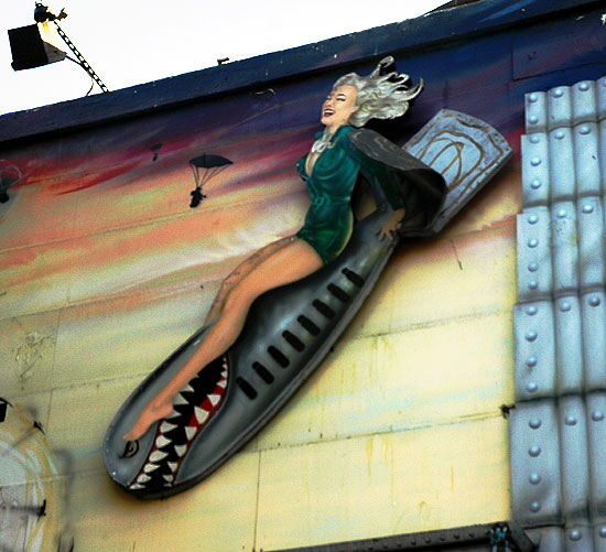 The façade above the military surplus store on Hollywood Boulevard - make of it what you will. Think "blond bombshell" or something.