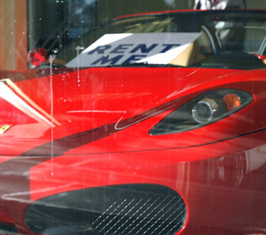 Ferrari for rent on the Sunset Strip