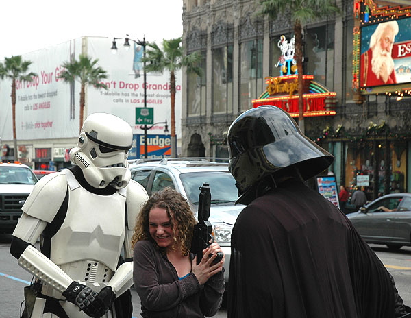 The Imperial Storm Trooper and Darth Vadar like the lovely young thing