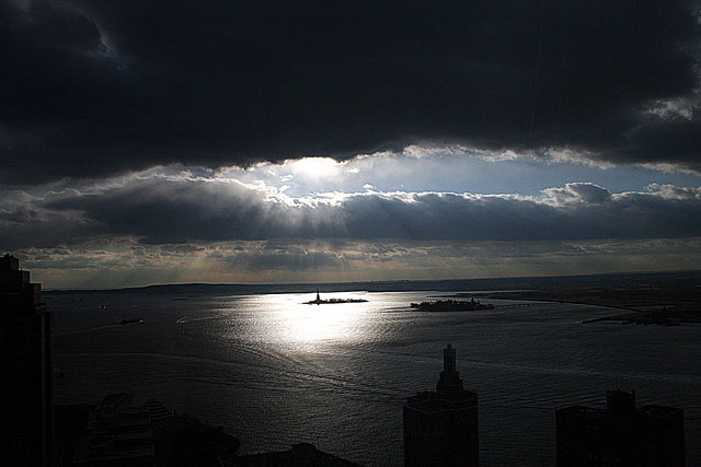 The Statue of Liberty in the harbor, New York, late afternoon, January 19, 2007 - Photograph Copyright © M. A. Hewitt, 2007, all rights reserved, used with permission