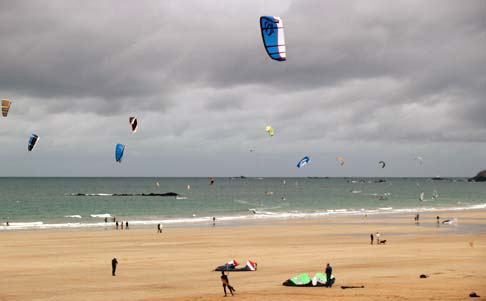 Saint Malo, France - Flies in the air, grande plage, Channel