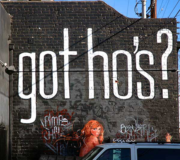 Graffiti on alley wall behind Melrose Avenue  - "Got Hos?