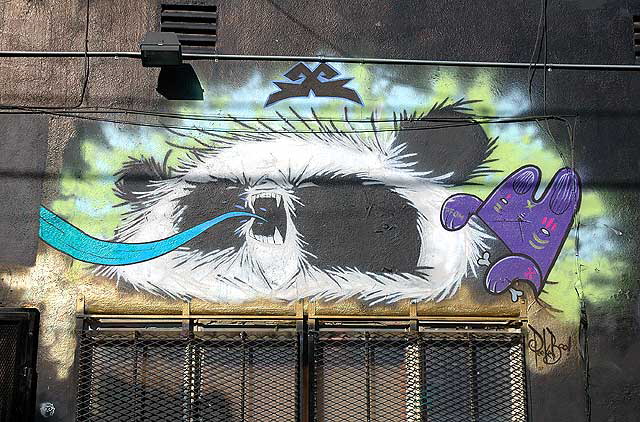 Graffiti on alley wall behind Melrose Avenue - angry panda
