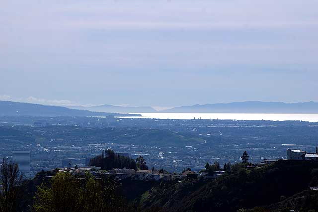 The Los Angeles basin from Mulholland Drive, just above Hollywood, the view out to Catalina 
