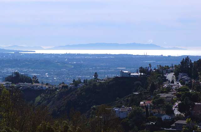 The Los Angeles basin from Mulholland Drive, just above Hollywood, the view out to Catalina 