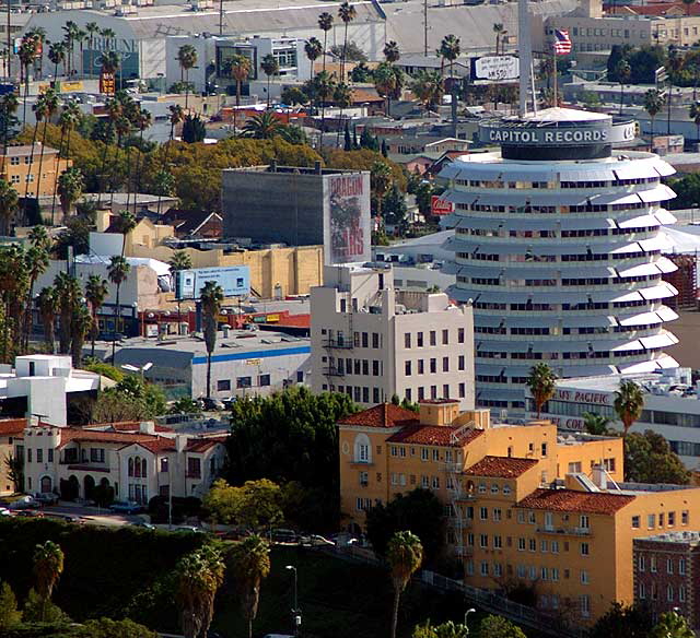 Hollywood from the overlook on Mulholland Drive - the Capitol Records Building