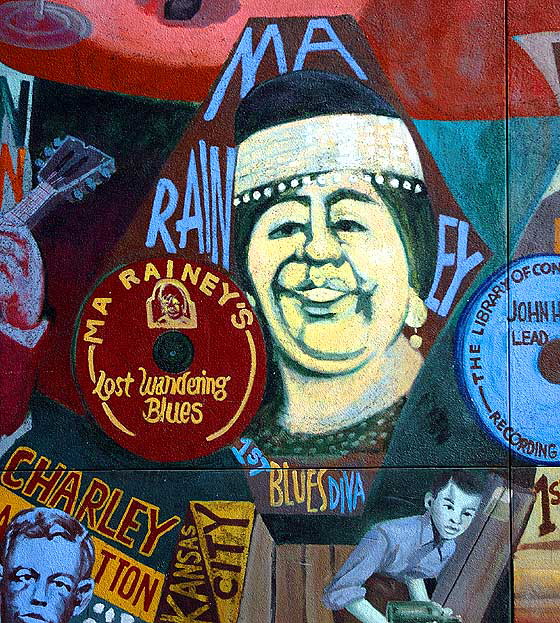 The unattributed mural on the west wall of Amoeba Music, Sunset Boulevard, Hollywood - Ma Rainey