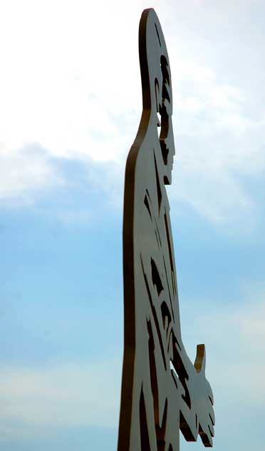 Raoul Wallenberg by Franco Assetto, 1988 - Beverly Boulevard and Fairfax Avenue (Raoul Wallenberg Square) - stainless steel and bronze, 18' x 9' x 9'