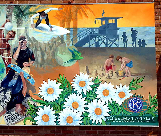Sunny Southern California mural, Dawn and Neal Von Flue, Pier Plaza, Hermosa Beach, 2007