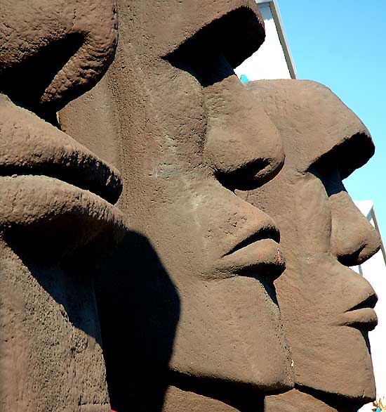 Tiki heads at CP Three Prop House (Cinema Props, the third of their four warehouses), 1107 Bronson (at Santa Monica Boulevard), Hollywood