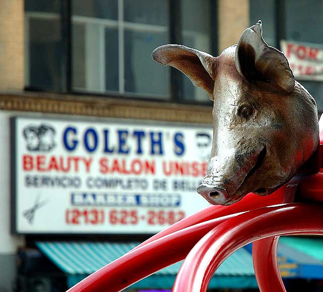 Silver Pig on Broadway at the Grand Central Market, downtown Los Angeles