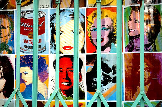 Warhol faces in gallery window, Hollywood Boulevard 
