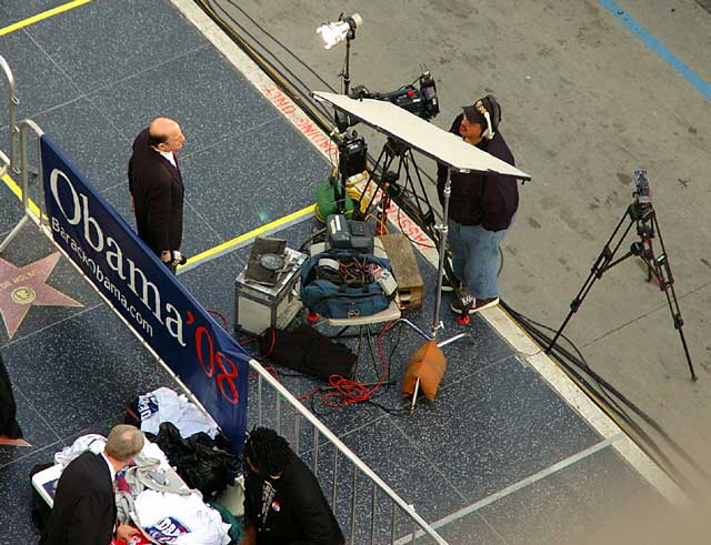 The Los Angeles Democratic Presidential Debate, January 31, 2008, at the Kodak Theater on Hollywood Boulevard, and this was what was happening outside, just before the debate began.   The media descends on Hollywood.