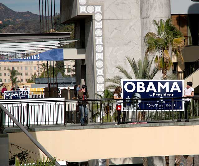 The Los Angeles Democratic Presidential Debate, January 31, 2008, at the Kodak Theater on Hollywood Boulevard  this was what was happening outside, just before the debate began.  The Obama folks outnumbered the Clinton folks.