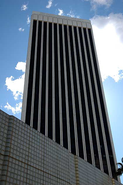 Skyscraper with clouds, Wilshire Boulevard, Los Angeles