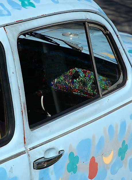 : "Flower Power" VW Bug parked on Third, in the Wilshire District, Los Angeles 