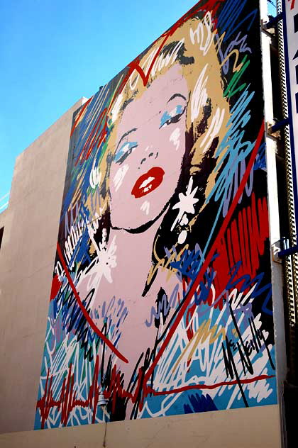Marilyn Monroe mural on north wall of parking structure - Hollywood Boulevard at La Brea