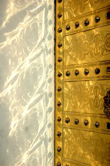 Gold door and sunlight, Moroccan restaurant at Sunset and Stanley, Hollywood